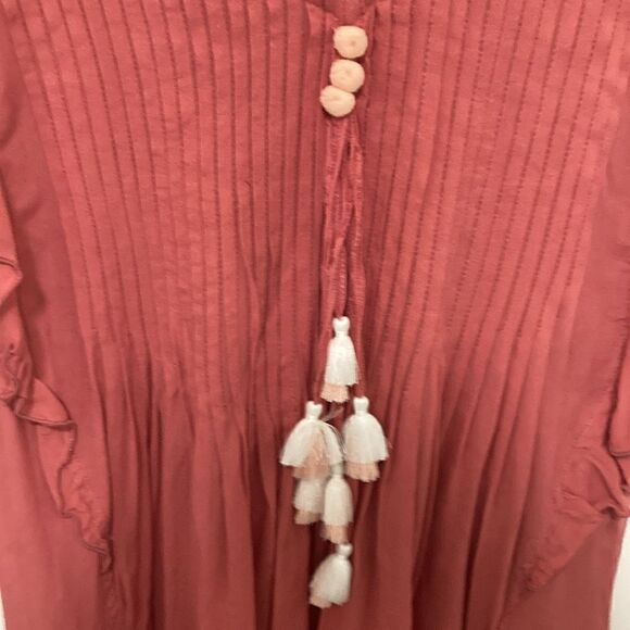 Poupette St Barth Girls’ Sasha V-Neck Mini Dress in Dusty Rose. Size XL (12-14). - Picture 3 of 10